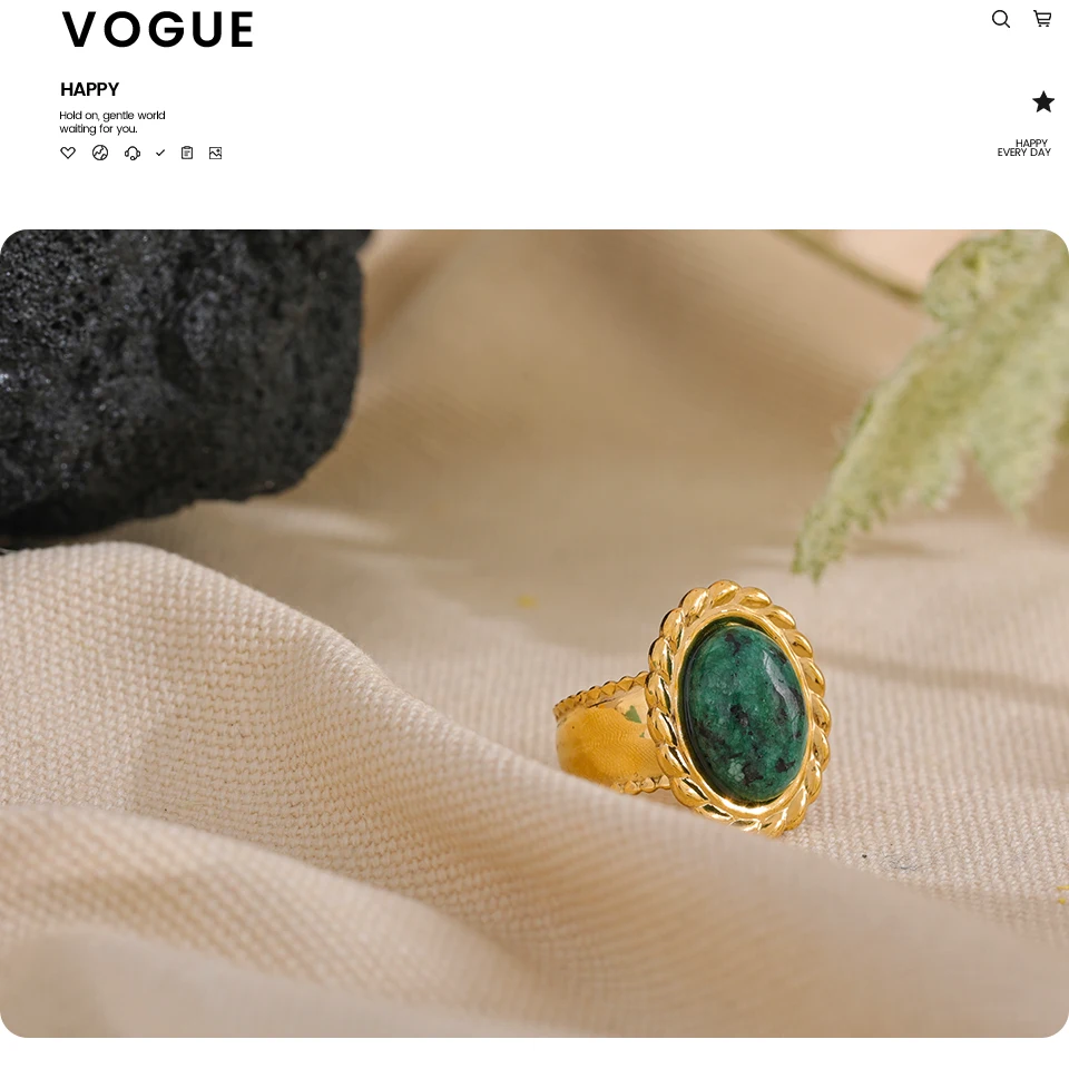 Yhpup Stainless Steel Wide Chunky Ring Inlaid Tiger Natural Stone Jewelry Trend Europe Bijoux Vintage Stylish Statement