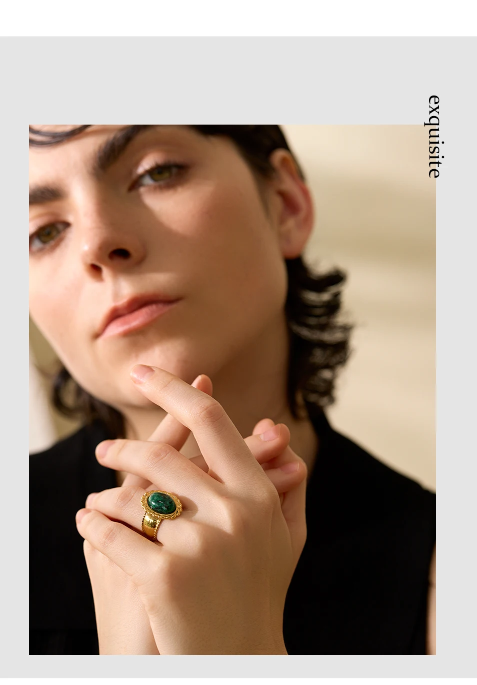 Yhpup Stainless Steel Wide Chunky Ring Inlaid Tiger Natural Stone Jewelry Trend Europe Bijoux Vintage Stylish Statement