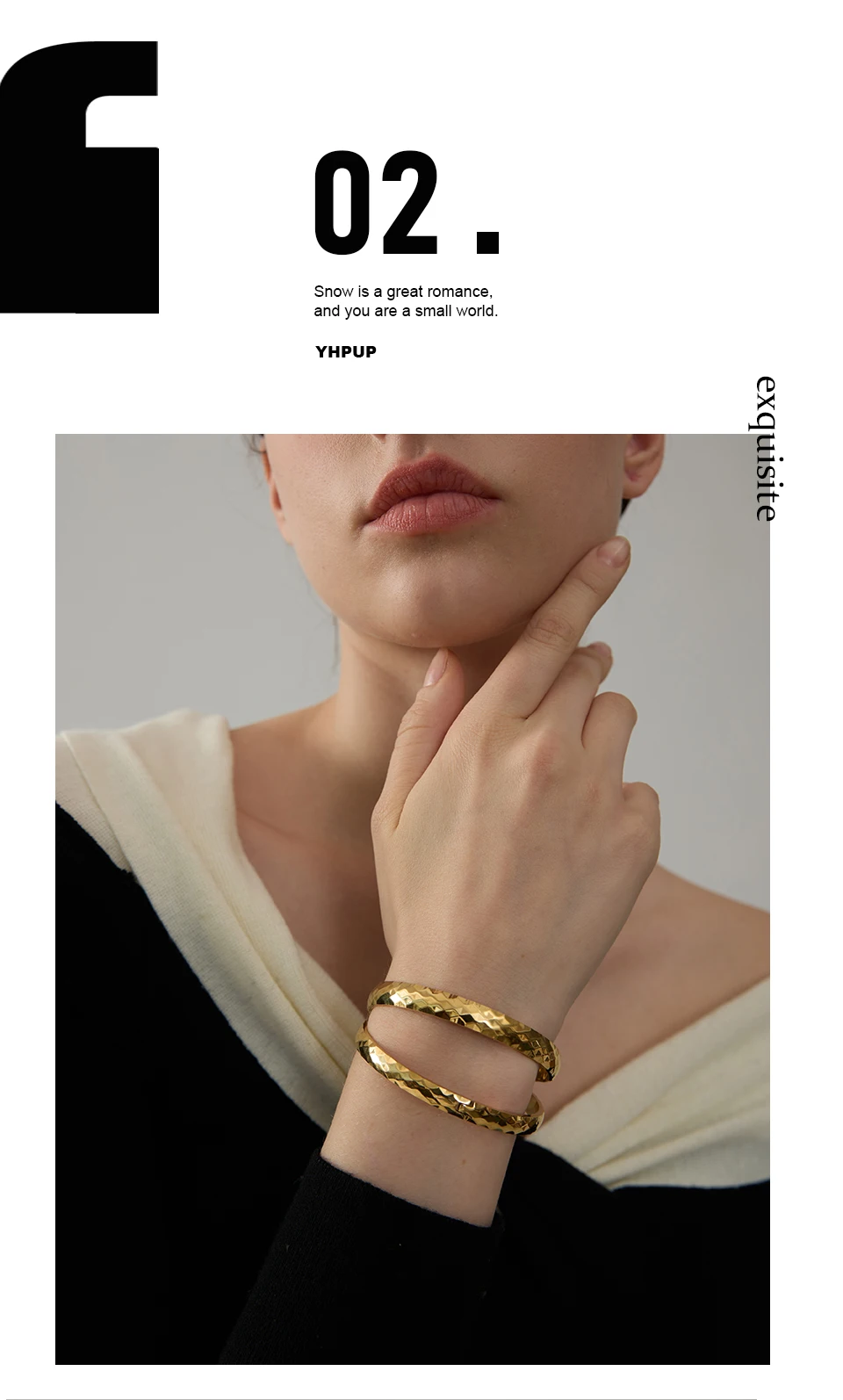 Yhpup 60mm 316l Stainless Steel Round Texture Bracelet Bangle Gold Silver Color Metal Waterproof Wrist Jewelry Bijoux Gift