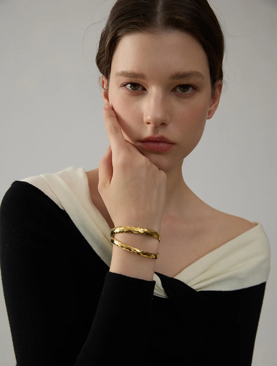 Yhpup 60mm 316l Stainless Steel Round Texture Bracelet Bangle Gold Silver Color Metal Waterproof Wrist Jewelry Bijoux Gift