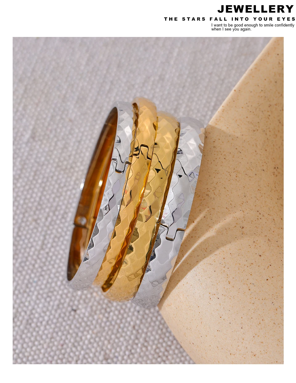 Yhpup 60mm 316l Stainless Steel Round Texture Bracelet Bangle Gold Silver Color Metal Waterproof Wrist Jewelry Bijoux Gift