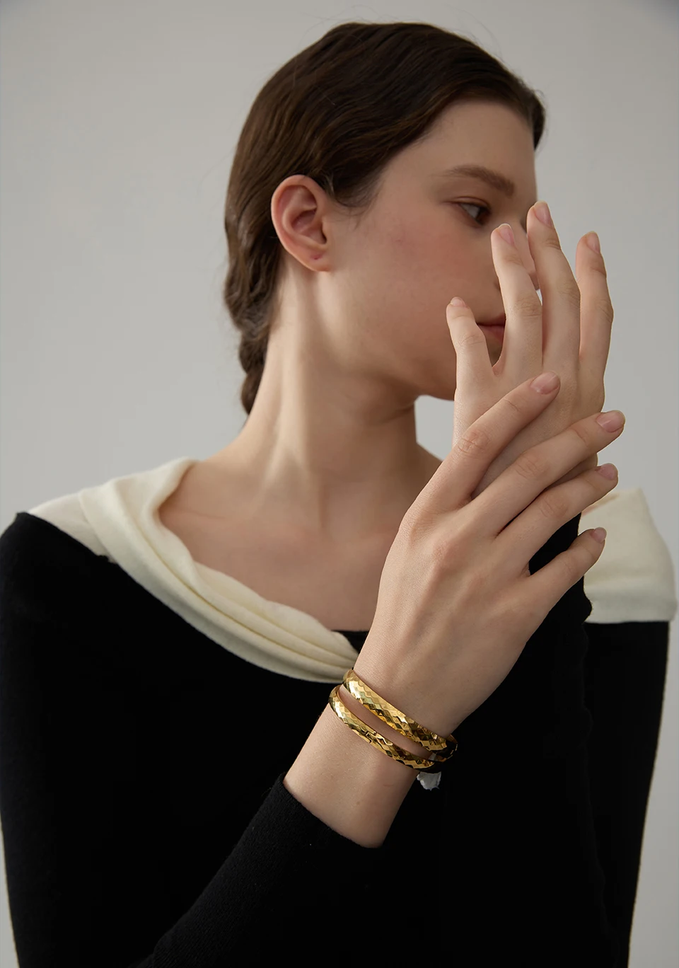 Yhpup 60mm 316l Stainless Steel Round Texture Bracelet Bangle Gold Silver Color Metal Waterproof Wrist Jewelry Bijoux Gift