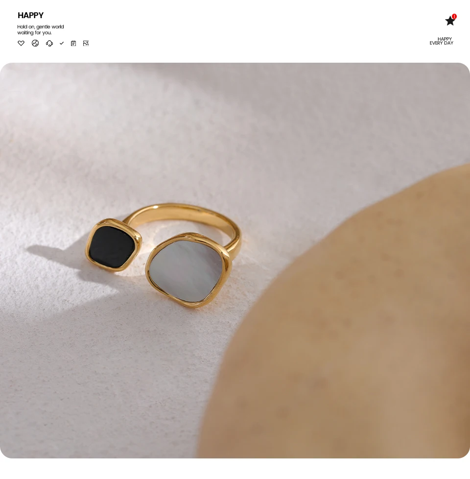 Yhpup Acrylic Shell Ring Jewelry 316L Stainless Steel Geometric Women Finger Ring Bagues Pour Femme Accessories Femme Gift