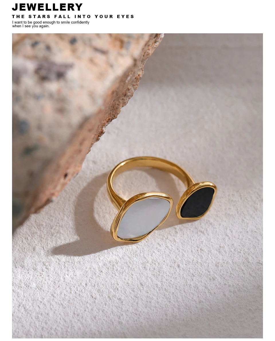 Yhpup Acrylic Shell Ring Jewelry 316L Stainless Steel Geometric Women Finger Ring Bagues Pour Femme Accessories Femme Gift
