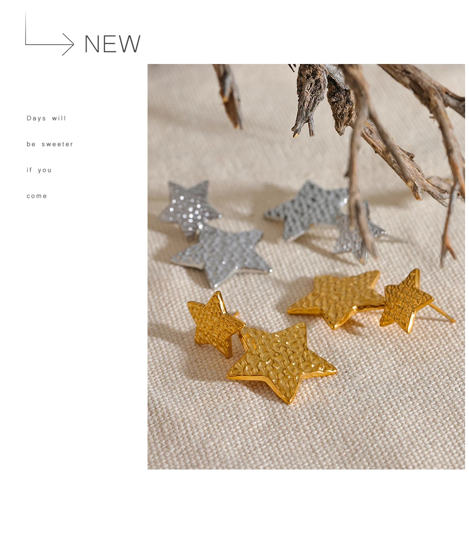 Yhpup New Stainless Steel Pentagram Star Dangle Earrings Bijoux Women Simple Metal Rust Proof Trendy Daily Gold Color Jewelry
