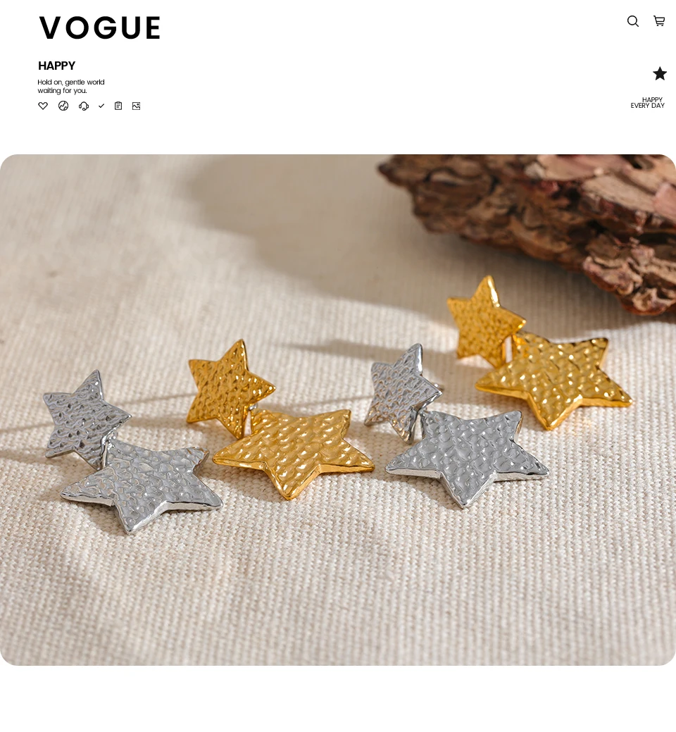 Yhpup New Stainless Steel Pentagram Star Dangle Earrings Bijoux Women Simple Metal Rust Proof Trendy Daily Gold Color Jewelry