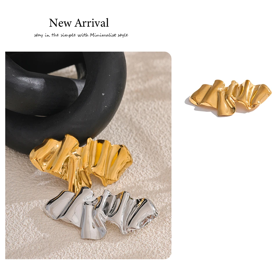 Yhpup Abstract Geometry Fashion Metal 18k Gold PVD Plated Brooch Pin Clothes Accessories Waterproof Charm Unisex Jewelry