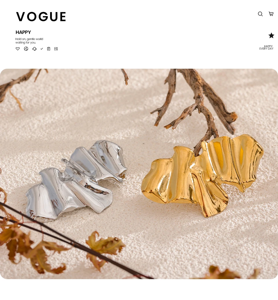 Yhpup Abstract Geometry Fashion Metal 18k Gold PVD Plated Brooch Pin Clothes Accessories Waterproof Charm Unisex Jewelry