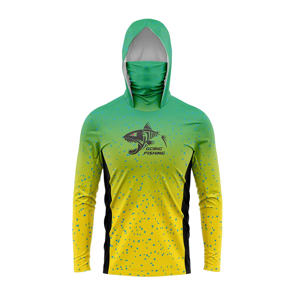 Mens Outdoor Long Sleeve Fishing Clothes UV Clothing Hooded Coat Sunscreen Breathable Anti Mosquito Dry Thin Fishing Shirt