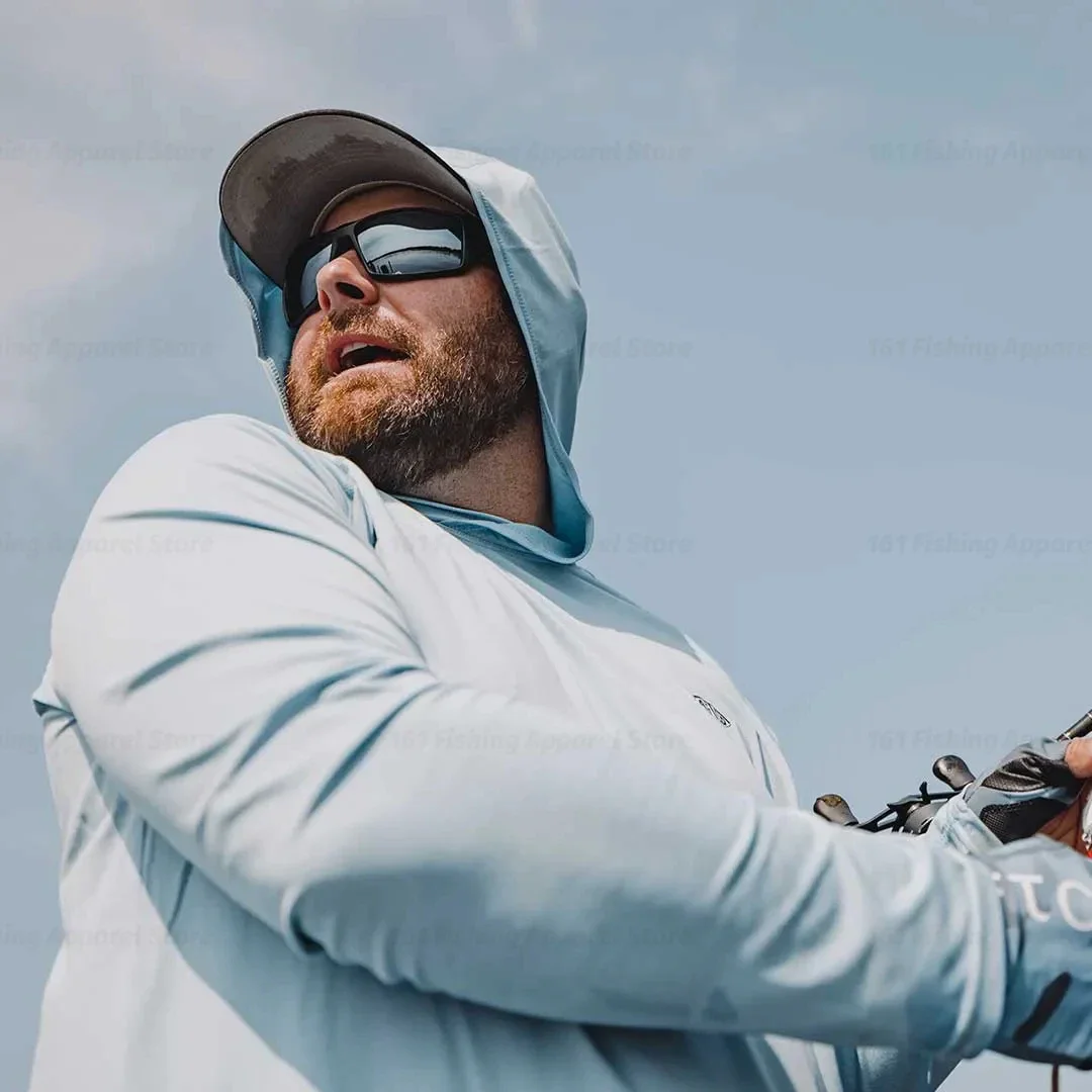 Fishing Apparel Men Hood Fishing Shirt long sleeve fishing t shirt uv protection