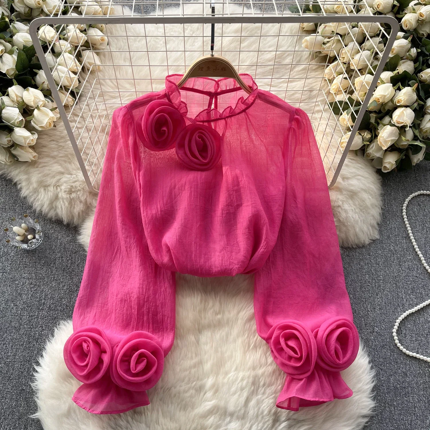 Ruffle Chiffon Blouse Summer Women Lantern Sleeve Fashion Slim Loose Vacation Ladies Y2K Casual Chic Tops