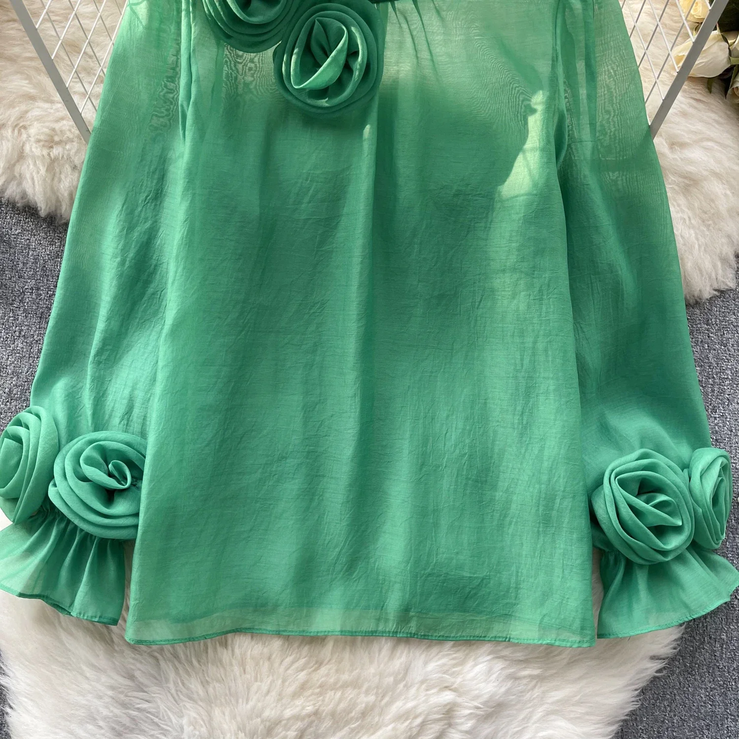 Ruffle Chiffon Blouse Summer Women Lantern Sleeve Fashion Slim Loose Vacation Ladies Y2K Casual Chic Tops