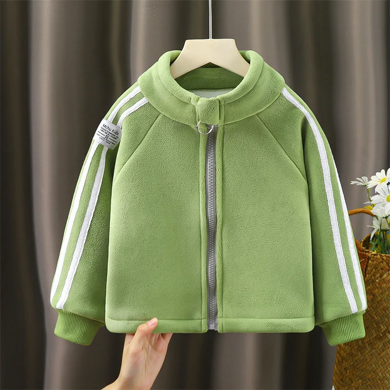 Boys Girls Winter Jacket Children Plus Velvet Thick Warm Coats Kids Fashion Zipper Outwears Autumn Hooded Windbreaker Clothing