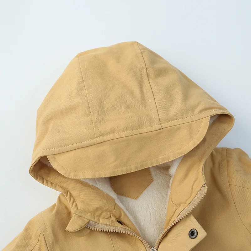 Boys Girls Winter Jacket Children Plus Velvet Thick Warm Coats Kids Fashion Zipper Outwears Autumn Hooded Windbreaker Clothing