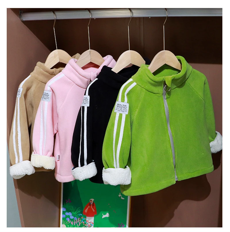Boys Girls Winter Jacket Children Plus Velvet Thick Warm Coats Kids Fashion Zipper Outwears Autumn Hooded Windbreaker Clothing