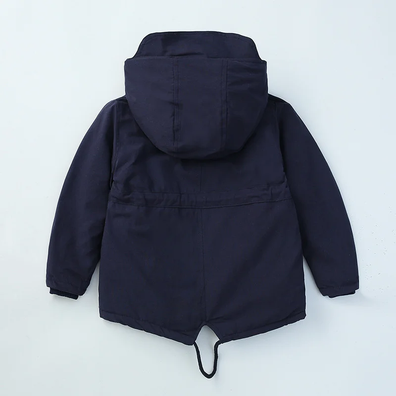 Boys Girls Winter Jacket Children Plus Velvet Thick Warm Coats Kids Fashion Zipper Outwears Autumn Hooded Windbreaker Clothing