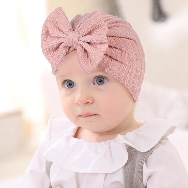 Cute Baby Hat Girls Kids Beanie Bowknot Cap Newborn Photography Spring Autumn Turban Infant Children Props