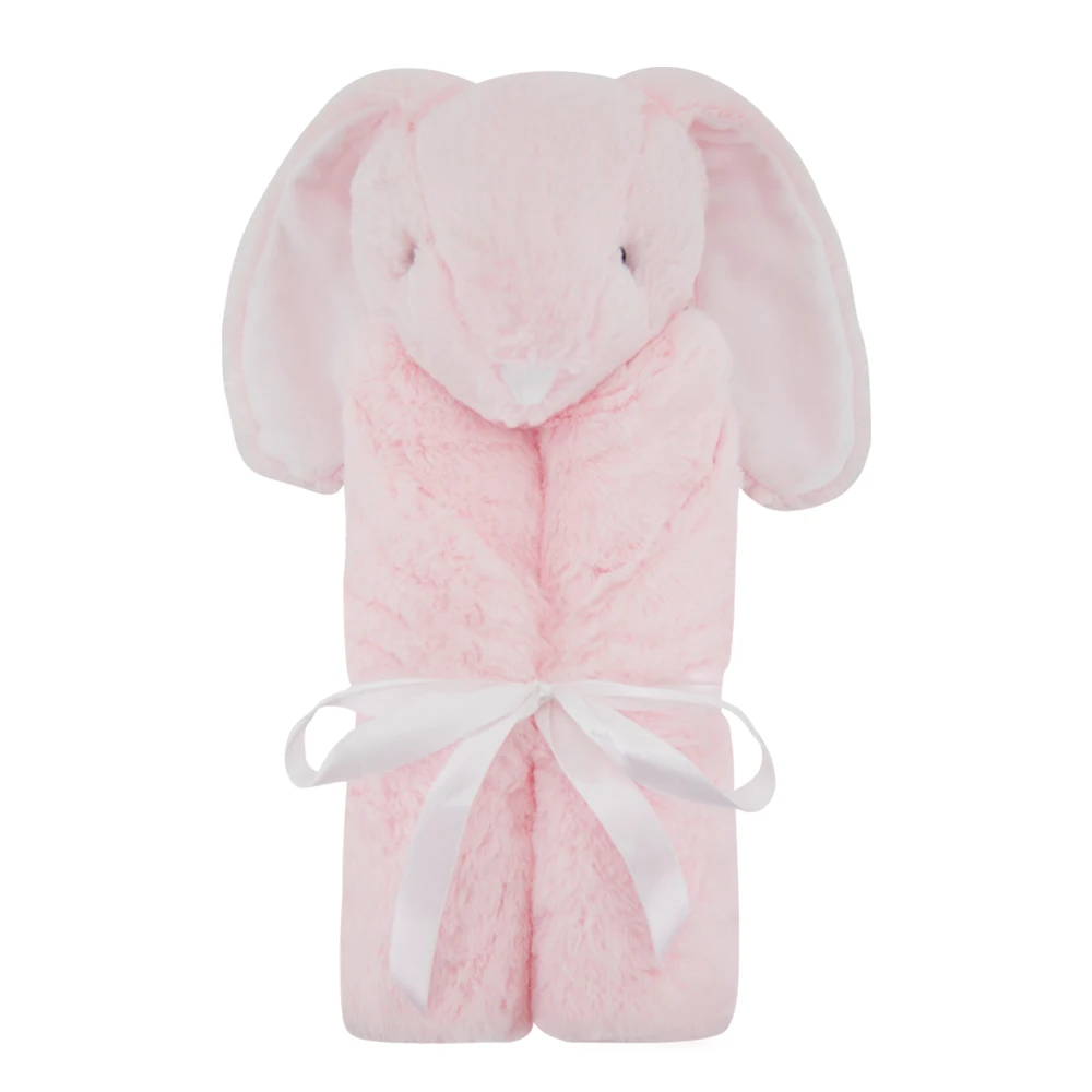 Baby Blanket New Thicken Double Layer Plush Infant Swaddle Wrap Pink Rabbit Toy Newborn Baby Bedding Children Blanket Bebe Duvet