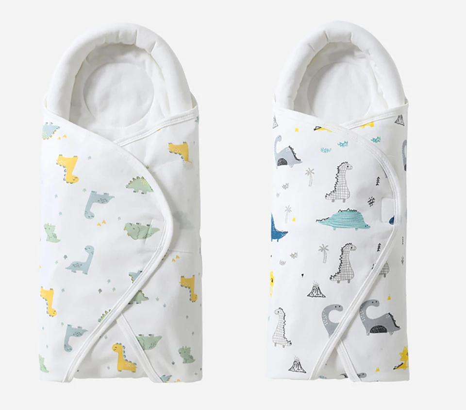 Baby Swaddling Blanket Cotton Infant Nursery Wrap For Newborns Dinosaur Print Head Neck Protector Blanket Warm Baby Blanket