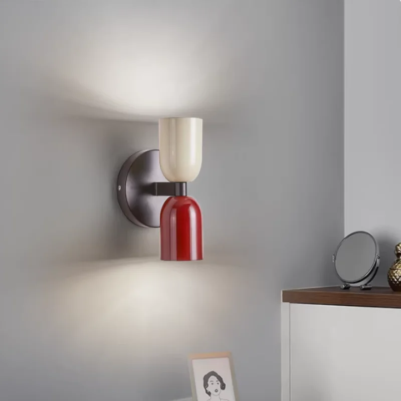 E27 Nordic Wall Lamp LED Macaron Minimalist Sconce Bedroom Bedside Living Room Study Aisle Indoor Home Decoration Light