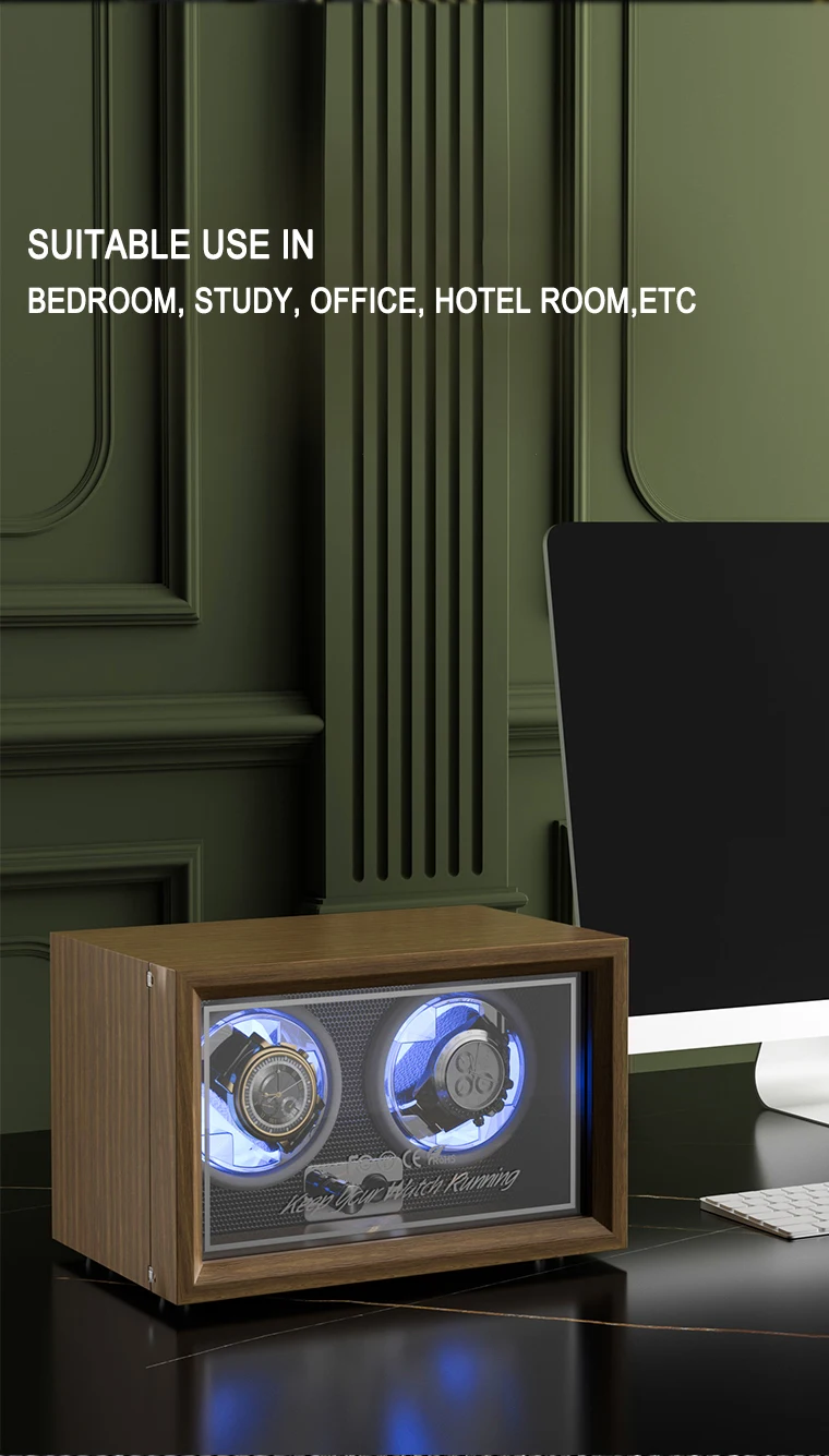 IBBETON Luxury Brand Wood Watch Winder High-End 1 Slot Automatic Watches Box with Mabuchi Moto Watch Cabinet Clock Storage Box