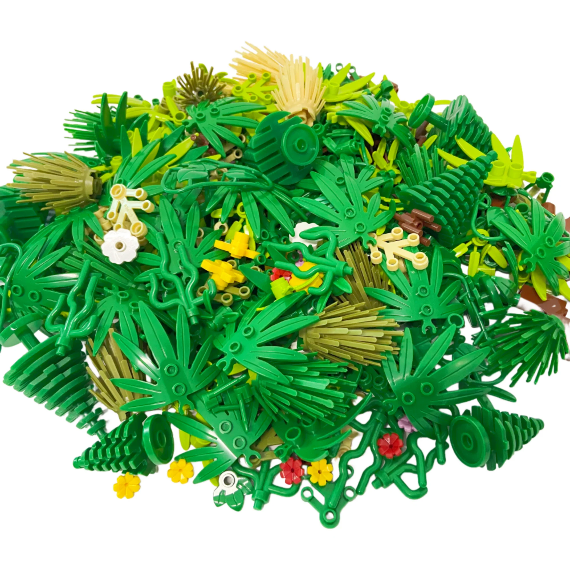 100g Plants Building Blocks DIY Toys Leaves Grasses Pine Trees Bamboo Flowers Multi-scene Construction Practical Accessories