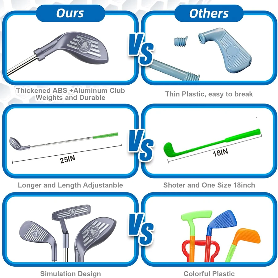 1 Set Children's Golf Club Set Outdoor Sports Toys Sports Games Competitive Indoor Interactive Retractable Golf Club Set Toys
