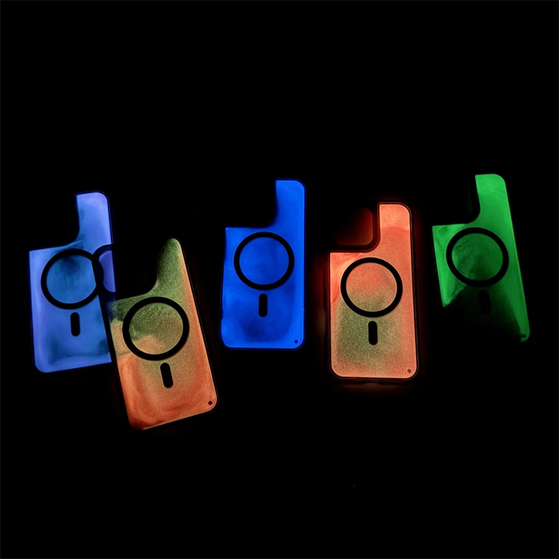 Night Light Liquid Quicksand Magnetic Case for IPhone 17 Air 16 E 15 14 13 Pro Max Plus 16E 17Pro Magsafe Mag Safe Phone Cover
