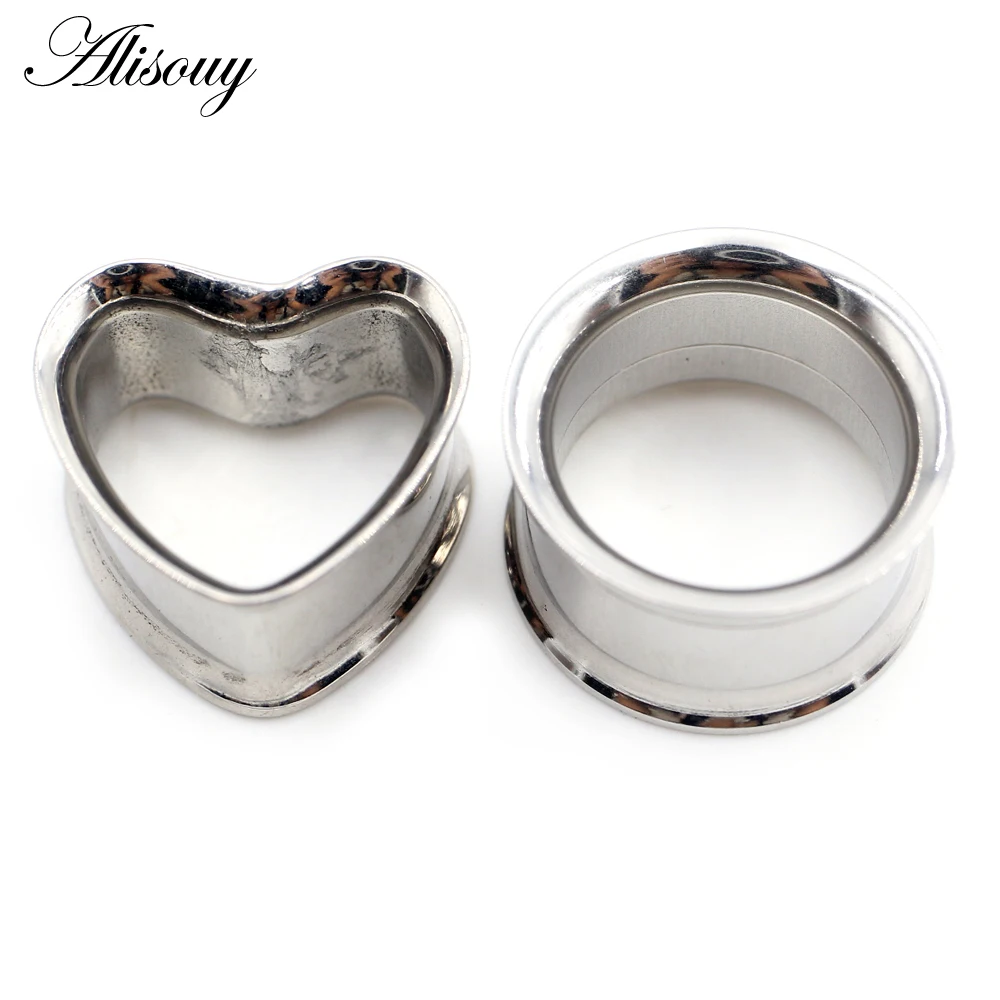 2PCS Stainless Steel Cat Butterfly Chain Skull Heart Ear Plugs Tunnels Expander Stretcher Gauges Earrings Piercing Body Jewelry