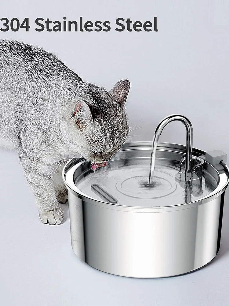 108 oz/3.2L Stainless Steel Cordless 5V Cat Dog Pet Drink Water Fountain Rechargeable Automatic Water Feeder Motion Sensor Bowl