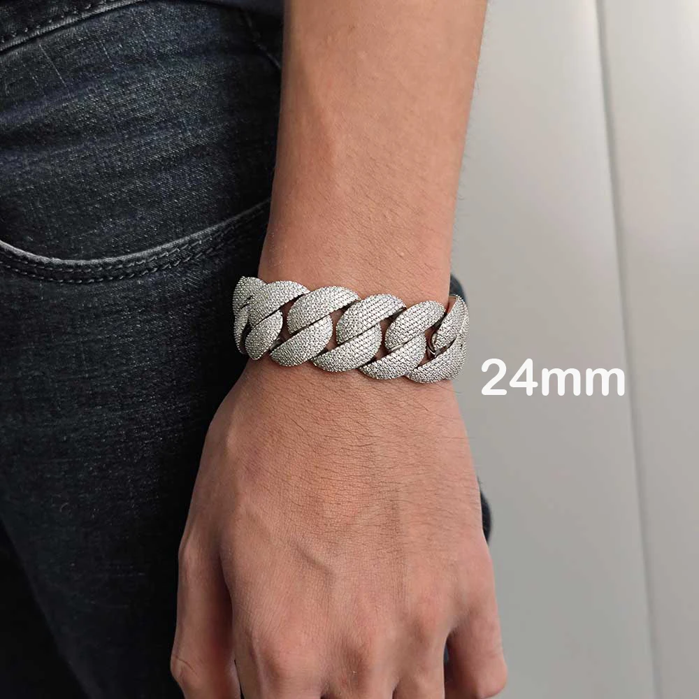 ESKEEM 2/3/4/6Row Full Diamond Bubble Cuban Bracelet 10/13/18/20/22MM CZ Stone Iced Out Hip Hop Jewelry Cuban Bracelet Women Men