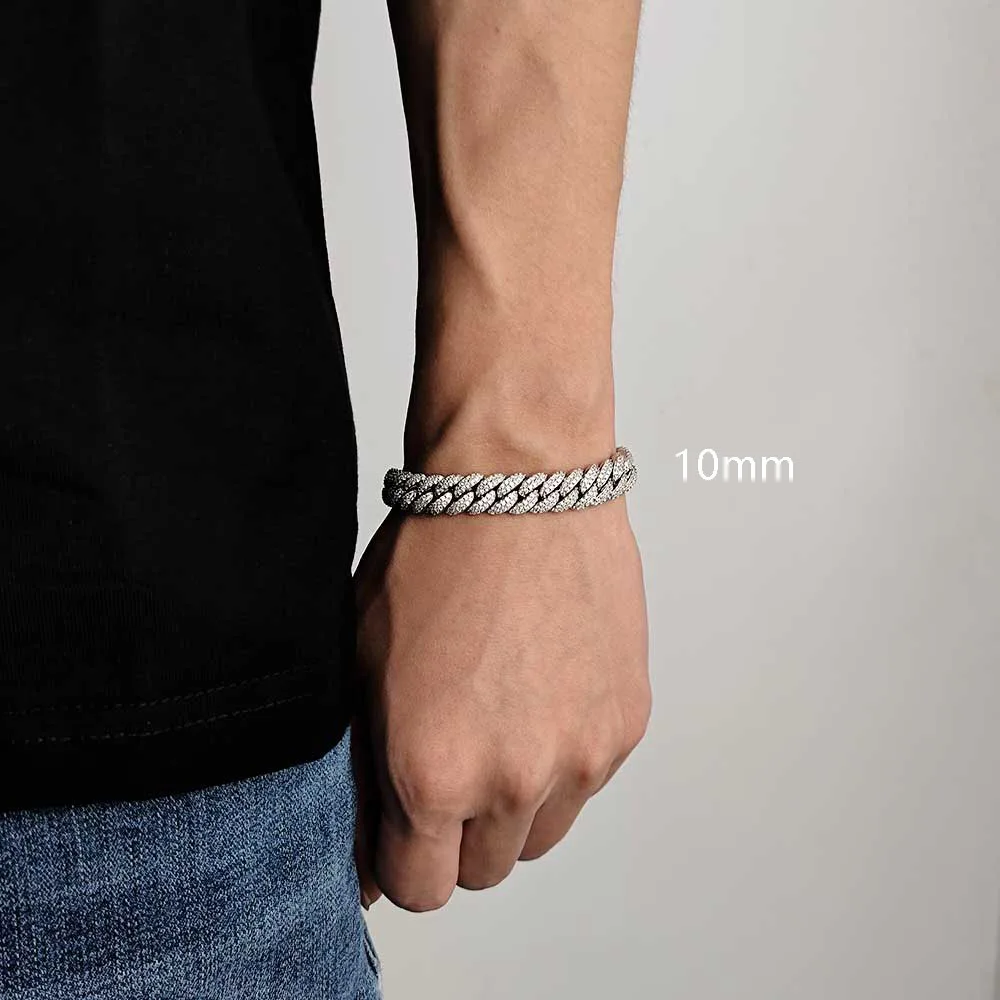 ESKEEM 2/3/4/6Row Full Diamond Bubble Cuban Bracelet 10/13/18/20/22MM CZ Stone Iced Out Hip Hop Jewelry Cuban Bracelet Women Men