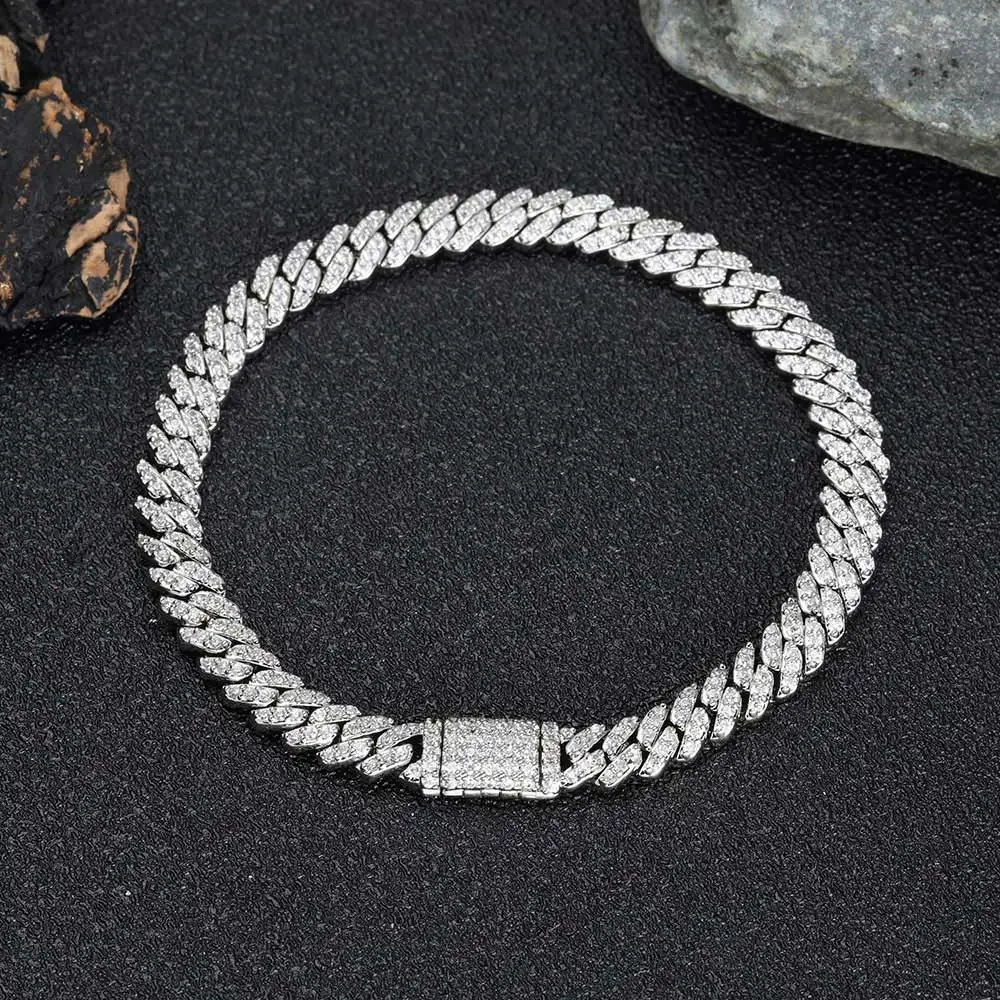 6mm Cuban Chain Women Bracelet Real Gold Plated Hip Hop Rock Street Jewelry Iced Out Cuban Bracelet Charms Birthday Gift