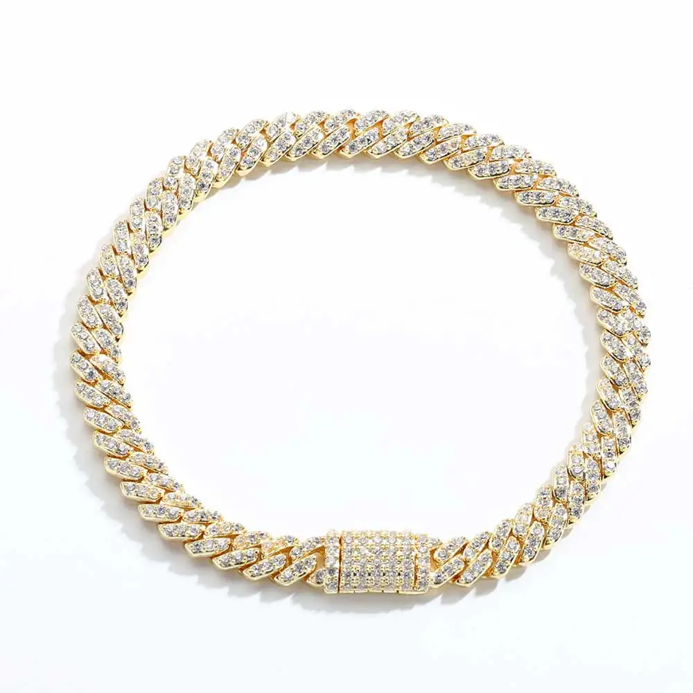 6mm Cuban Chain Women Bracelet Real Gold Plated Hip Hop Rock Street Jewelry Iced Out Cuban Bracelet Charms Birthday Gift