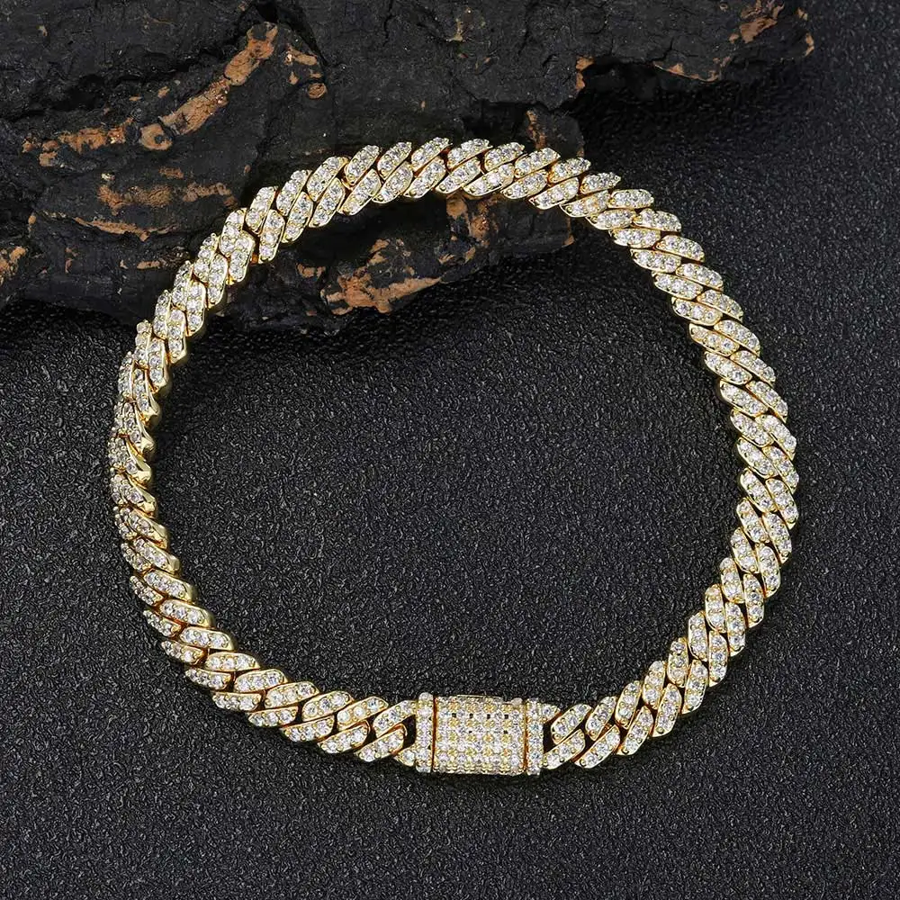 6mm Cuban Chain Women Bracelet Real Gold Plated Hip Hop Rock Street Jewelry Iced Out Cuban Bracelet Charms Birthday Gift