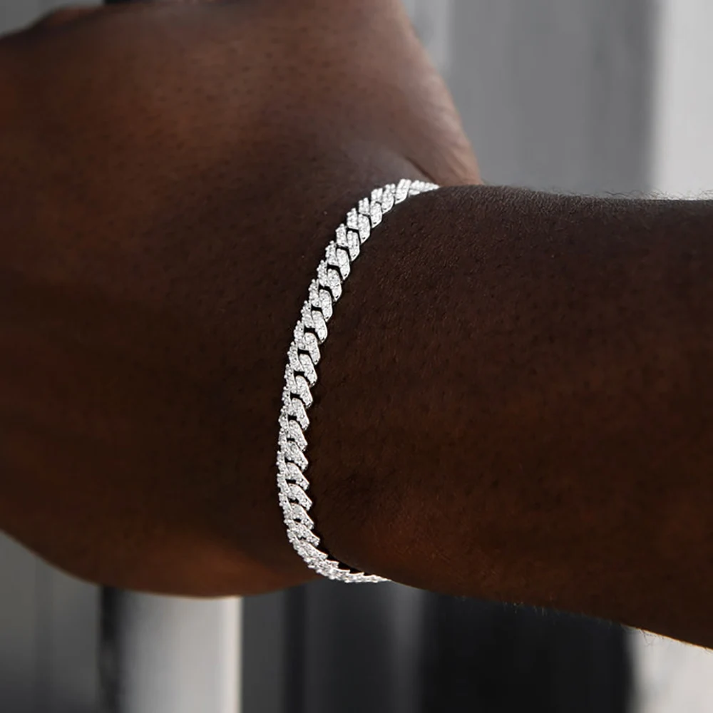 6mm Cuban Chain Women Bracelet Real Gold Plated Hip Hop Rock Street Jewelry Iced Out Cuban Bracelet Charms Birthday Gift