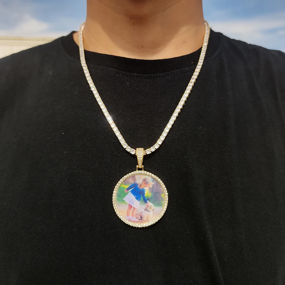 Custom Made Big Photo Medallions 18k Gold Necklace Pendant Iced Out Cuban Men Hip Hop Picture Jewelry Gift Can Free Custom Logo