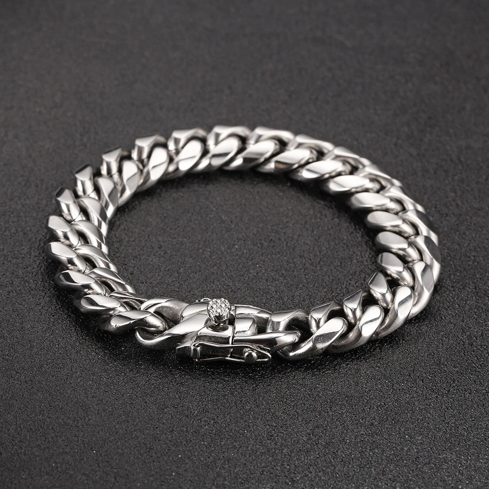 6mm-14mm18k Gold Plated Stainless Steel Cuban Bracelets Curb Cuban Link Chain Bracelets For Hiphop Jewelry