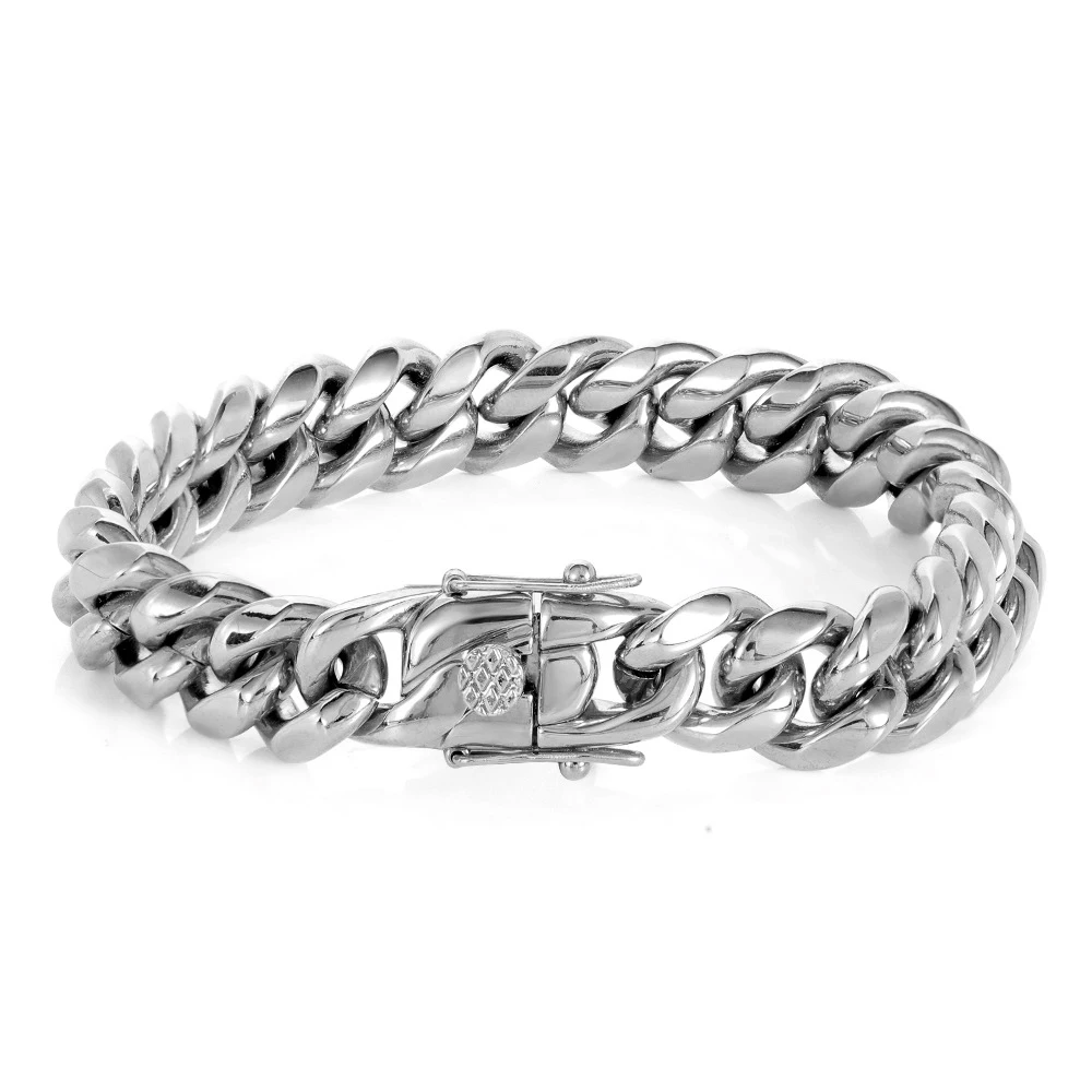 6mm-14mm18k Gold Plated Stainless Steel Cuban Bracelets Curb Cuban Link Chain Bracelets For Hiphop Jewelry