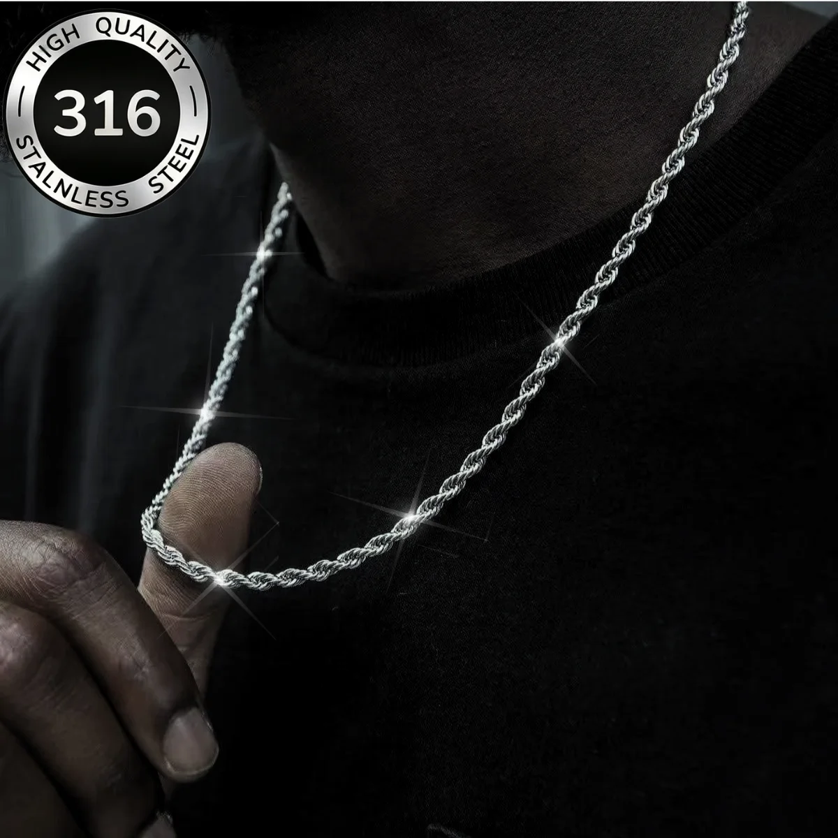 1 Piece Silver Color Width 2mm/3mm/4mm/5mm Rope Chain Necklace for Men Women Stainless Steel Twisted Singapore Layering Collier