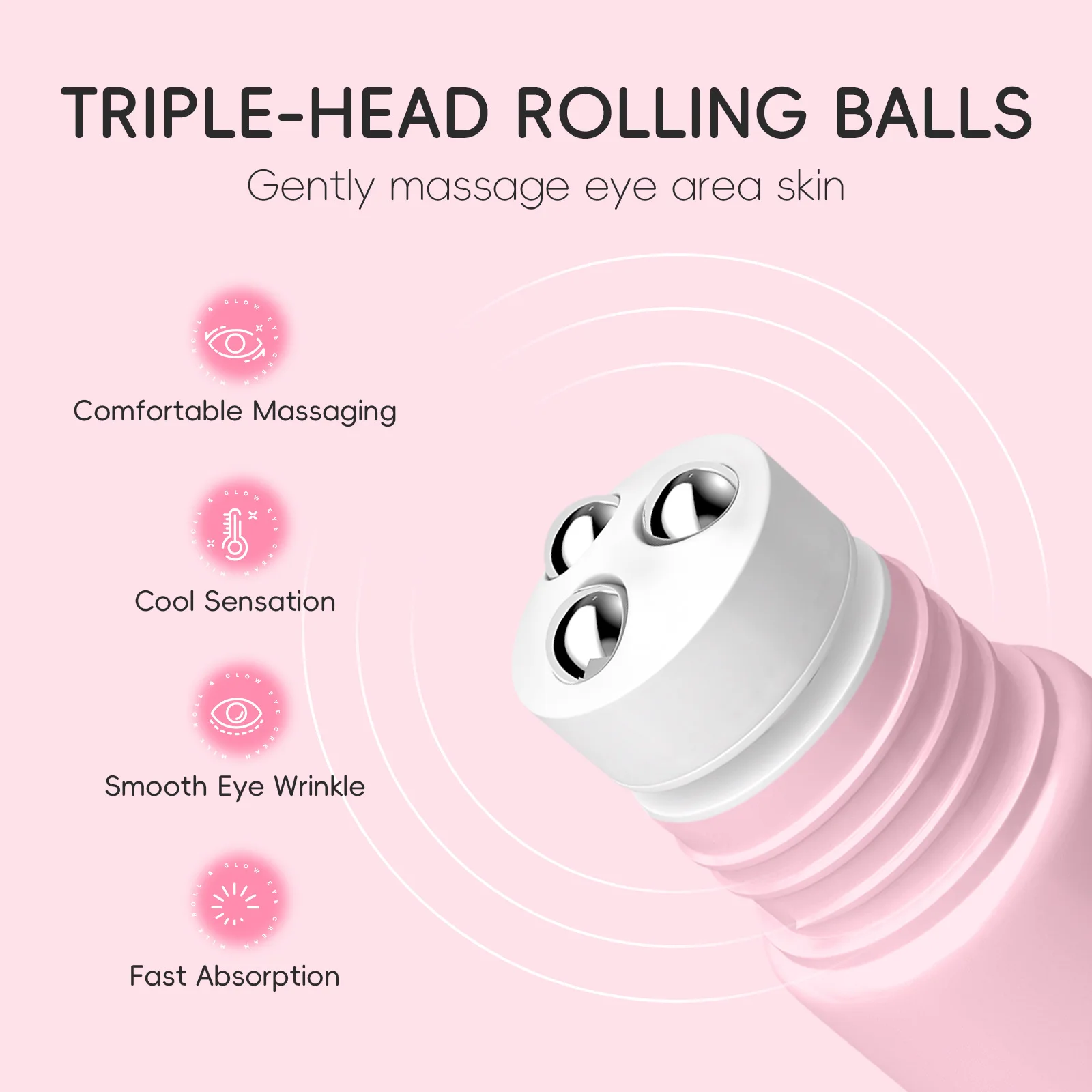 LAIKOU 15ml Sakura Roller Eye Serum Hyaluronic Acid Moisturizing Fade Dark Circles Eye Bags Fine Lines Massage Eye Care