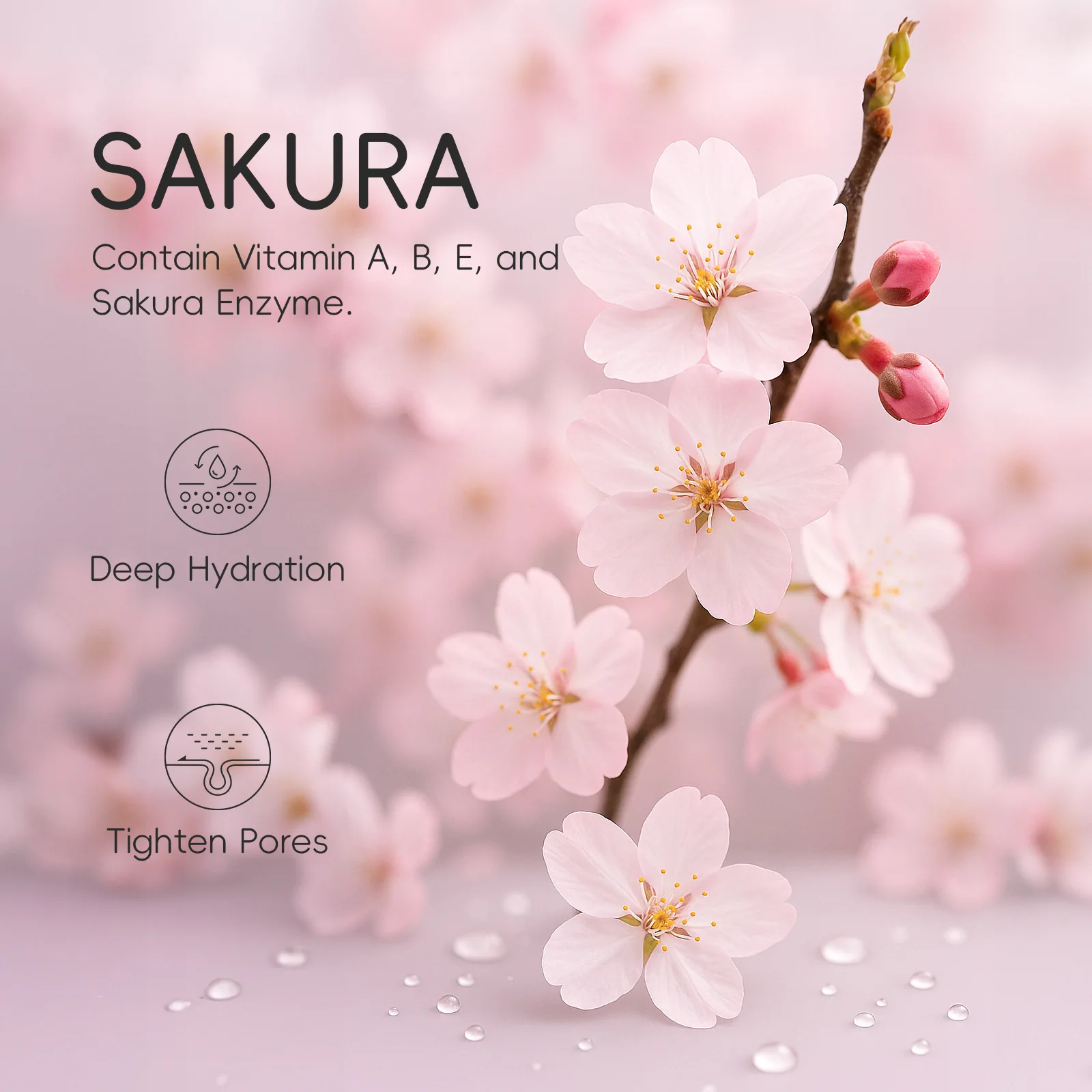 LAIKOU 15ml Sakura Roller Eye Serum Hyaluronic Acid Moisturizing Fade Dark Circles Eye Bags Fine Lines Massage Eye Care