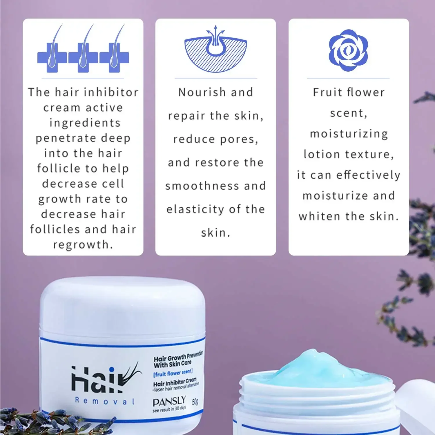 50g Hair Removal Cream for Unisex Reduce Hair Growth Removal Permanent Cream Beard Intimate Legs Body Armpit Painless Depilatory