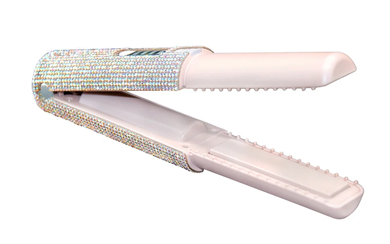 2-IN-1 Electric USB Hair Straightener Curler Fashion Colored Diamond Design Wireless Travel Hair Straightening Styler Brush