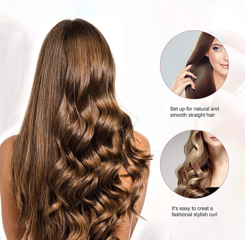 2-IN-1 Electric USB Hair Straightener Curler Fashion Colored Diamond Design Wireless Travel Hair Straightening Styler Brush