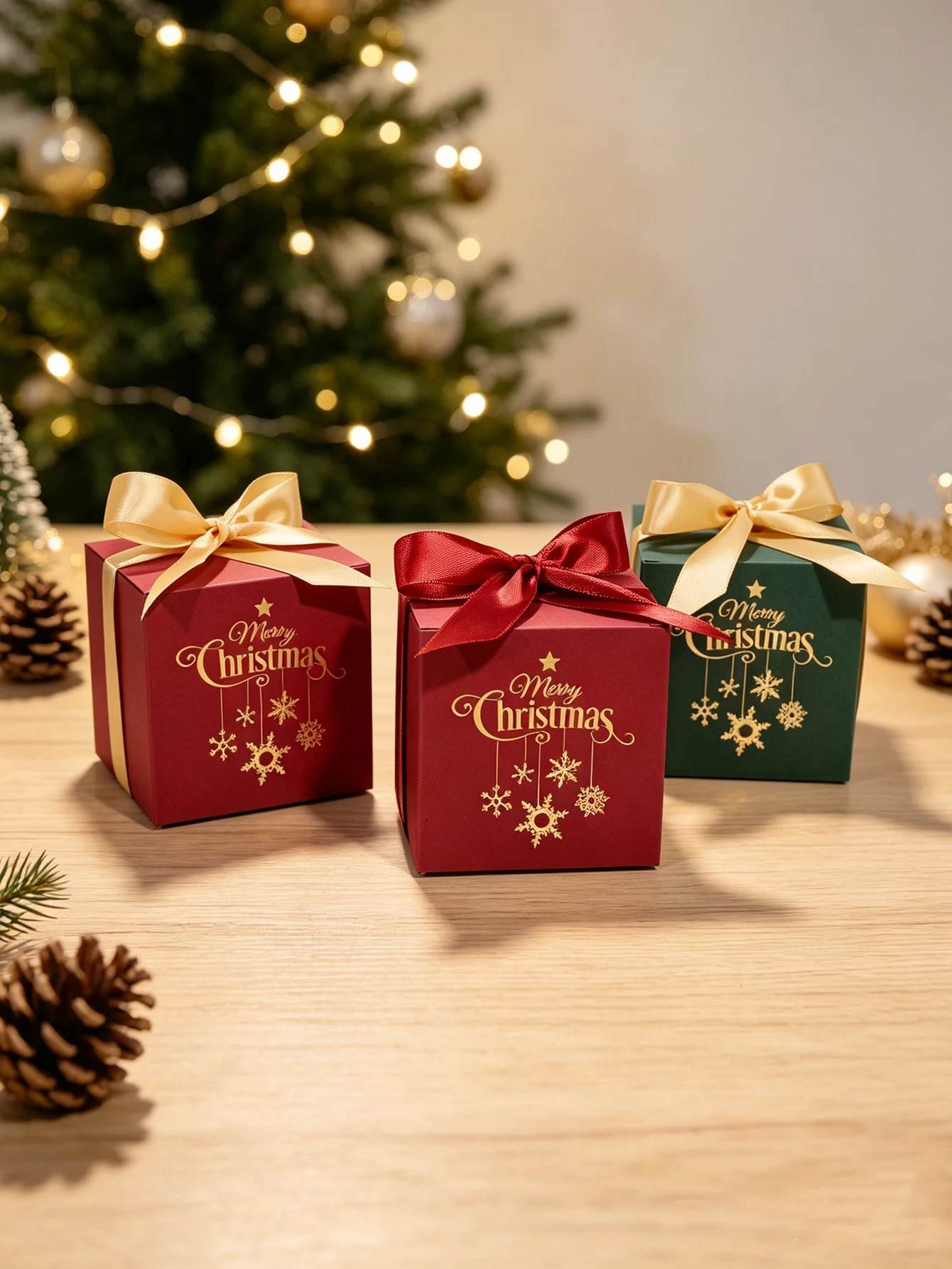 Christmas square paper gift box, Christmas candy chocolate Dim sum gift box, holiday party gift gift box decoration