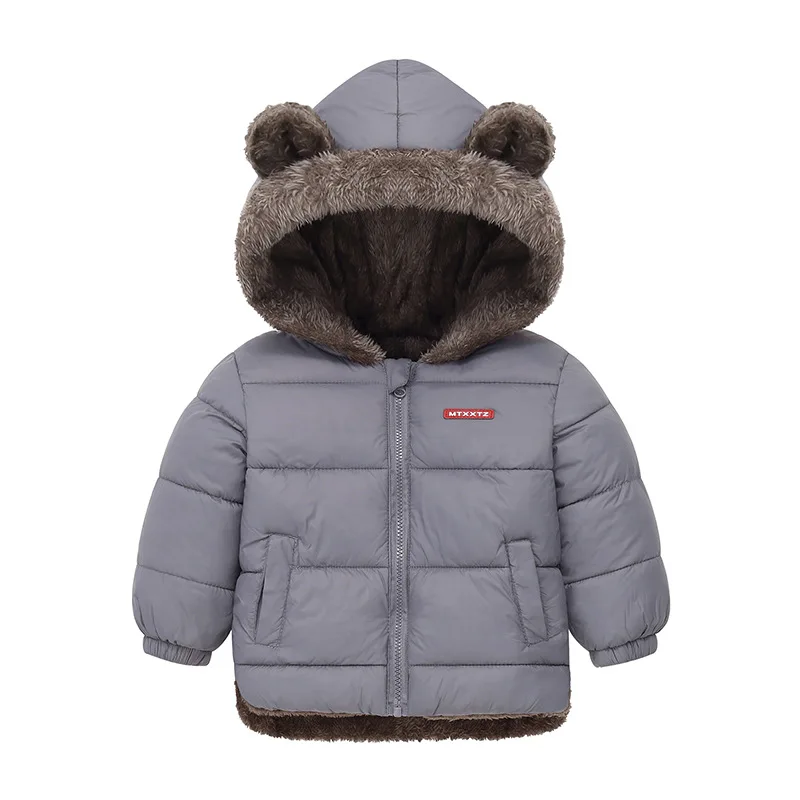 Boys Girls Thick Jackets Winter Kids Padded Fleece Warm Coats Children Hooded Cotton Outerwear Kids Clothes Cashmere Snowsuit