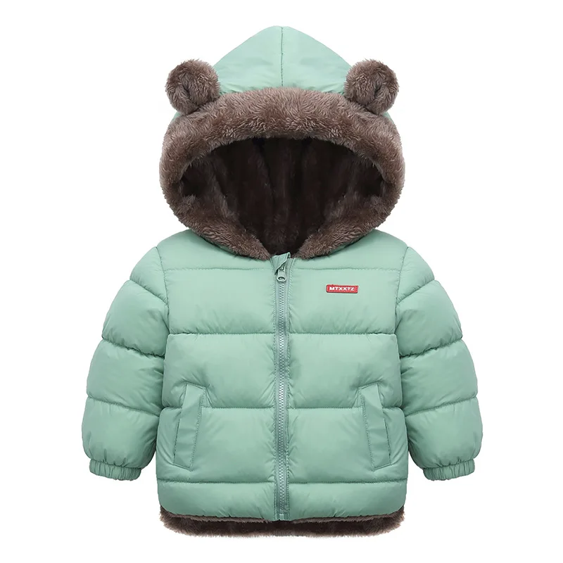 Boys Girls Thick Jackets Winter Kids Padded Fleece Warm Coats Children Hooded Cotton Outerwear Kids Clothes Cashmere Snowsuit