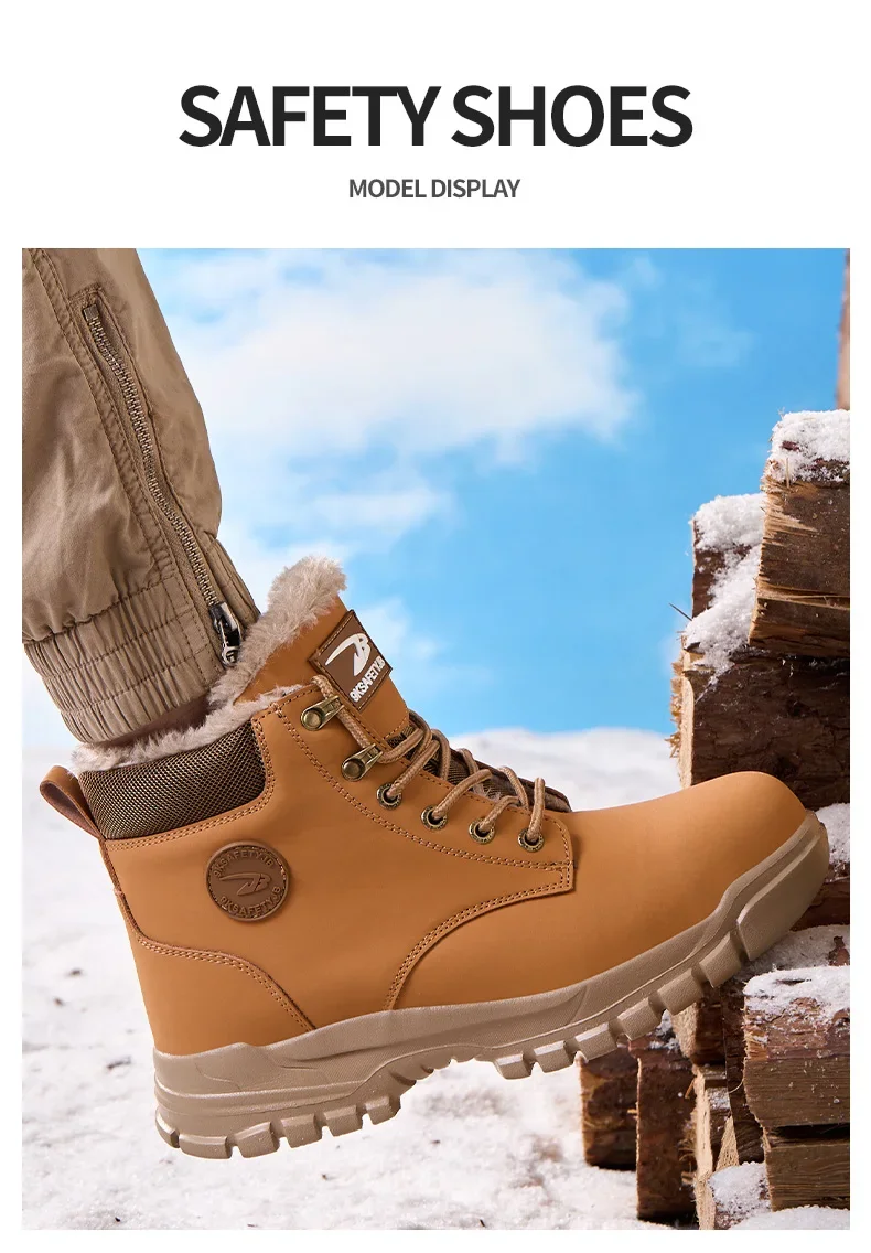 2025Fashion Winter Warm Men's Work Safety Boots Waterproof Sturdy Steel Toe Shoes Sports Shoes Safety Protection Cold Prevention