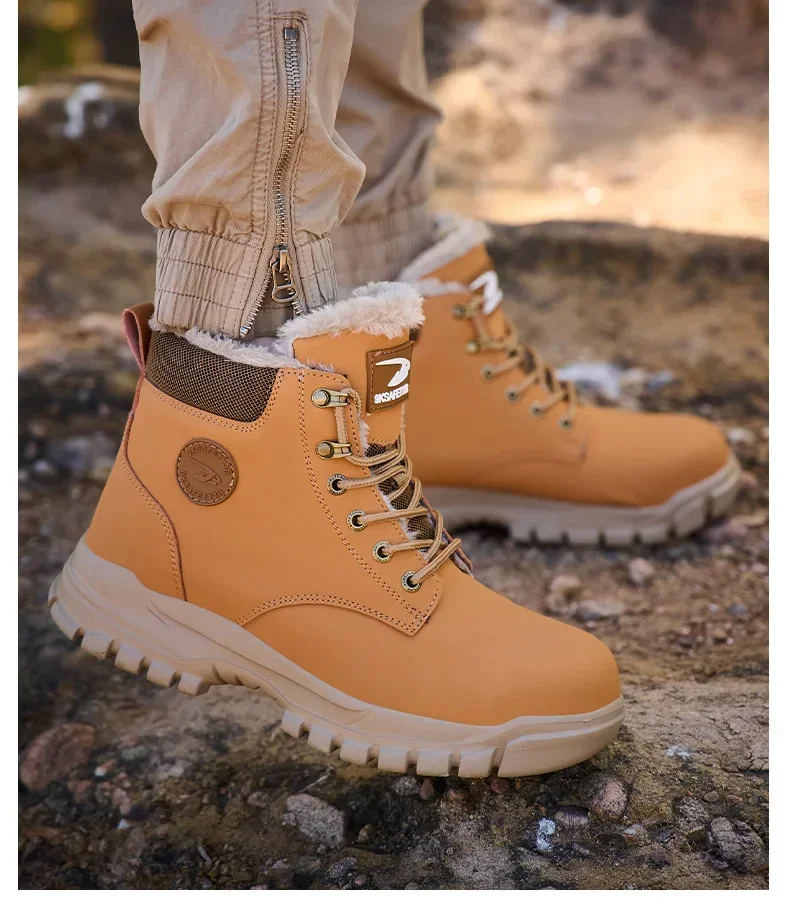 2025Fashion Winter Warm Men's Work Safety Boots Waterproof Sturdy Steel Toe Shoes Sports Shoes Safety Protection Cold Prevention
